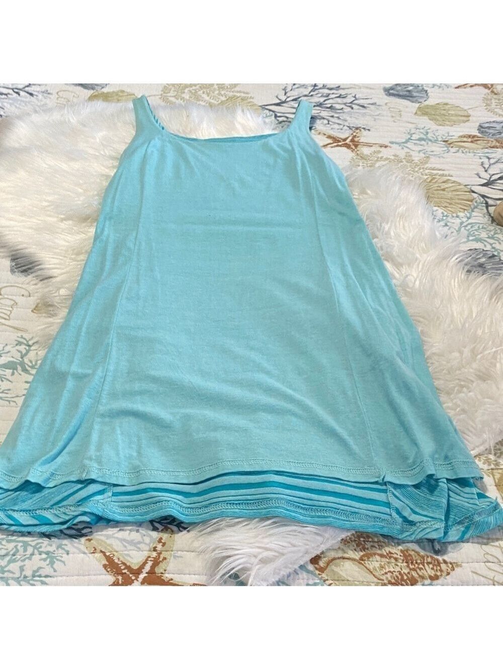 Athleta Light Blue Striped Dress/or swimsuit cover - Picture 5 of 10
